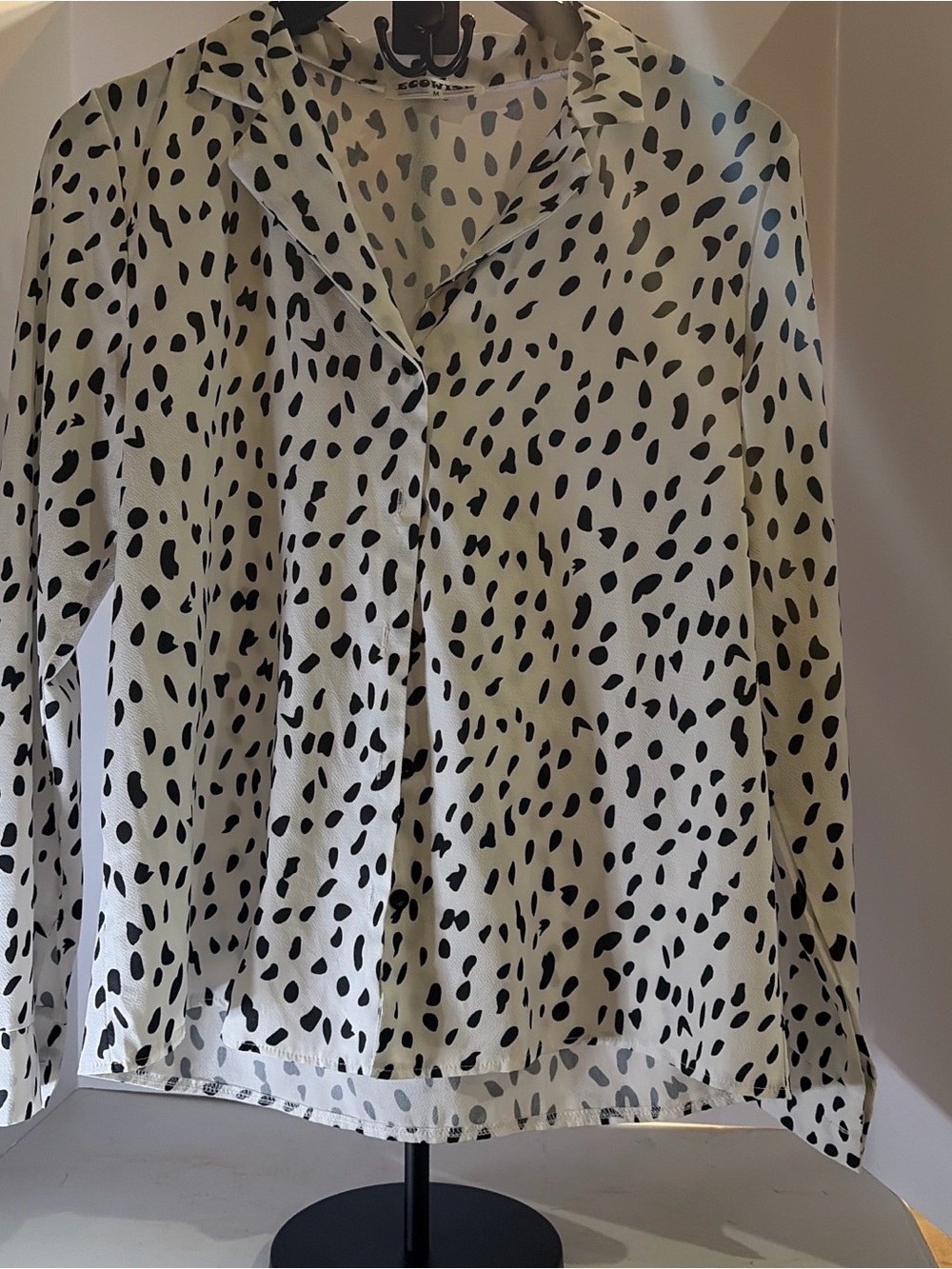 Wish Black and White Spot Print Blouse